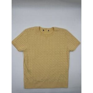 Vintage‎ Cable Knit Yellow Short Sleeve Sweater